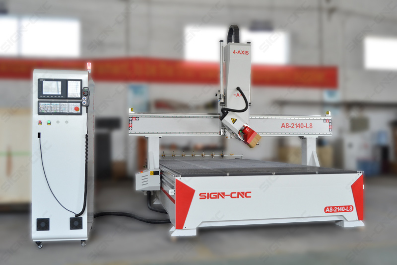 A8-2140-L8 ATC CNC Router Machine 4Axis Swing head for 3D Model