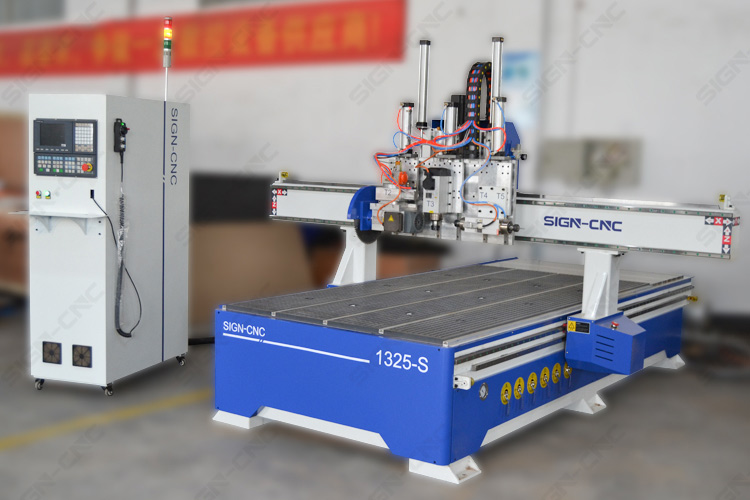 ACE-1325 Pneumatic CNC router with saw and horizontal spindle