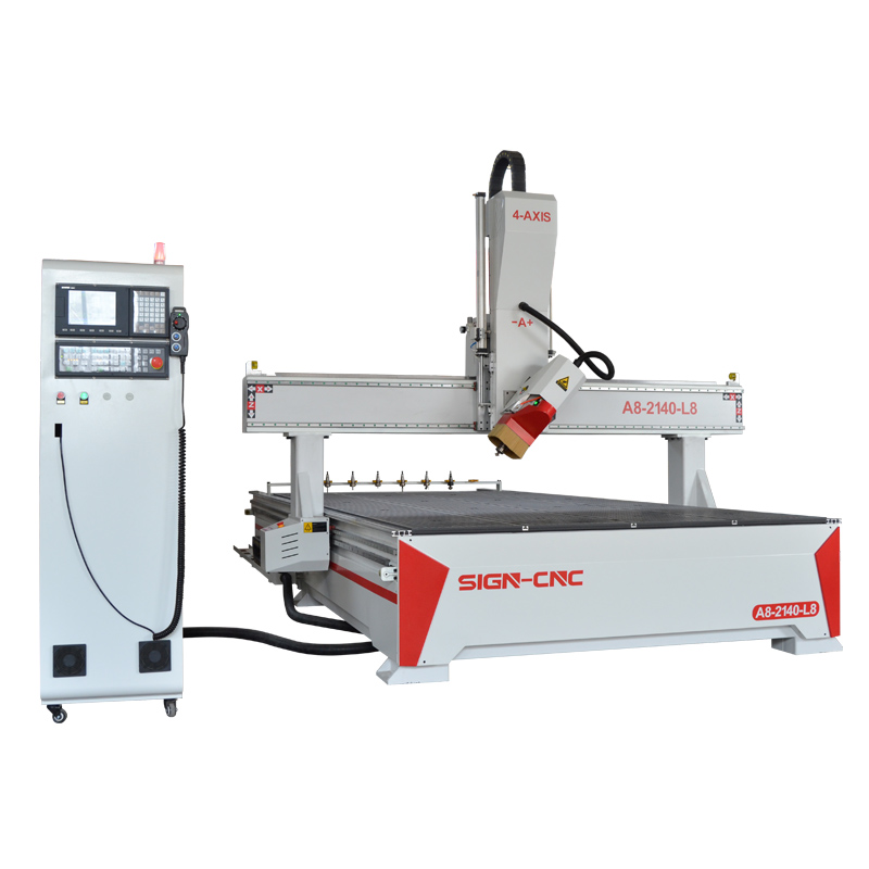 A8-2140-L8 ATC CNC Router Machine 4Axis Swing head for 3D Model